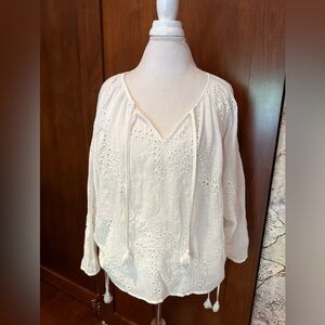 ⚜️ LOVESTITCH WHITE EYELET LONG SLEEVE BLOUSE SIZE M ⚜️